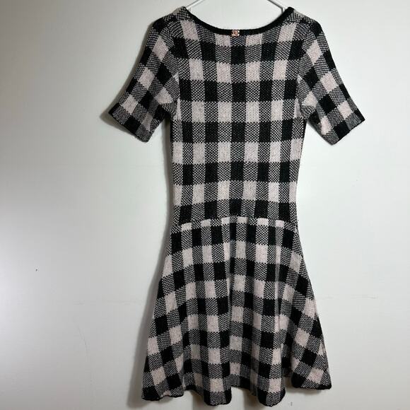 For Love and Lemons Knit Sweater Dress Size Small Black Plaid - Picture 2 of 9